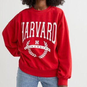 Red H&M Harvard Oversized Sweatshirt Size Small